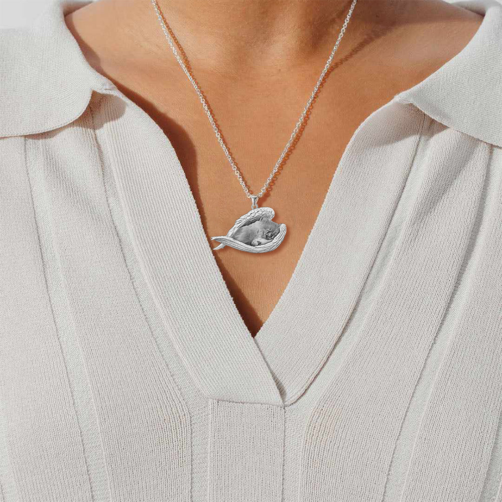 Pomeranian 2Sleeping Angel Necklace