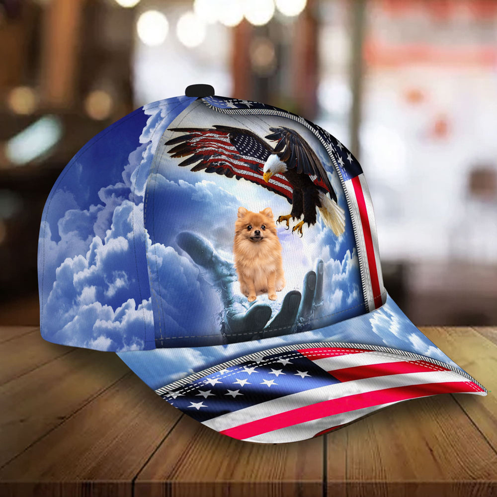 Pomeranian Perfect One Nation Under God Cap For Patriots And Dog Lovers