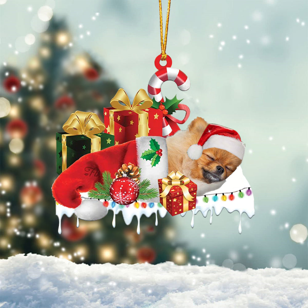 Pomeranian 2 Merry Christmas Hanging Ornament-0211