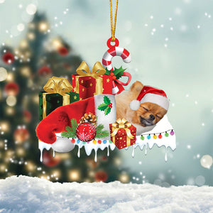 Pomeranian 2 Merry Christmas Hanging Ornament-0211