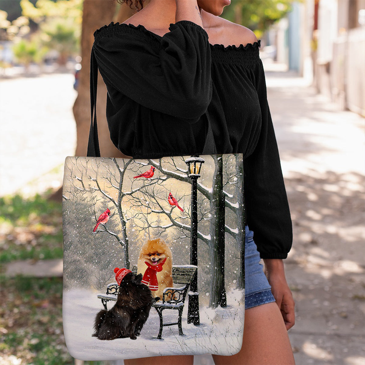 Pomeranian Hello Christmas/Winter/New Year Tote Bag