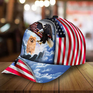 Pomeranian Perfect One Nation Under God Cap For Patriots And Dog Lovers