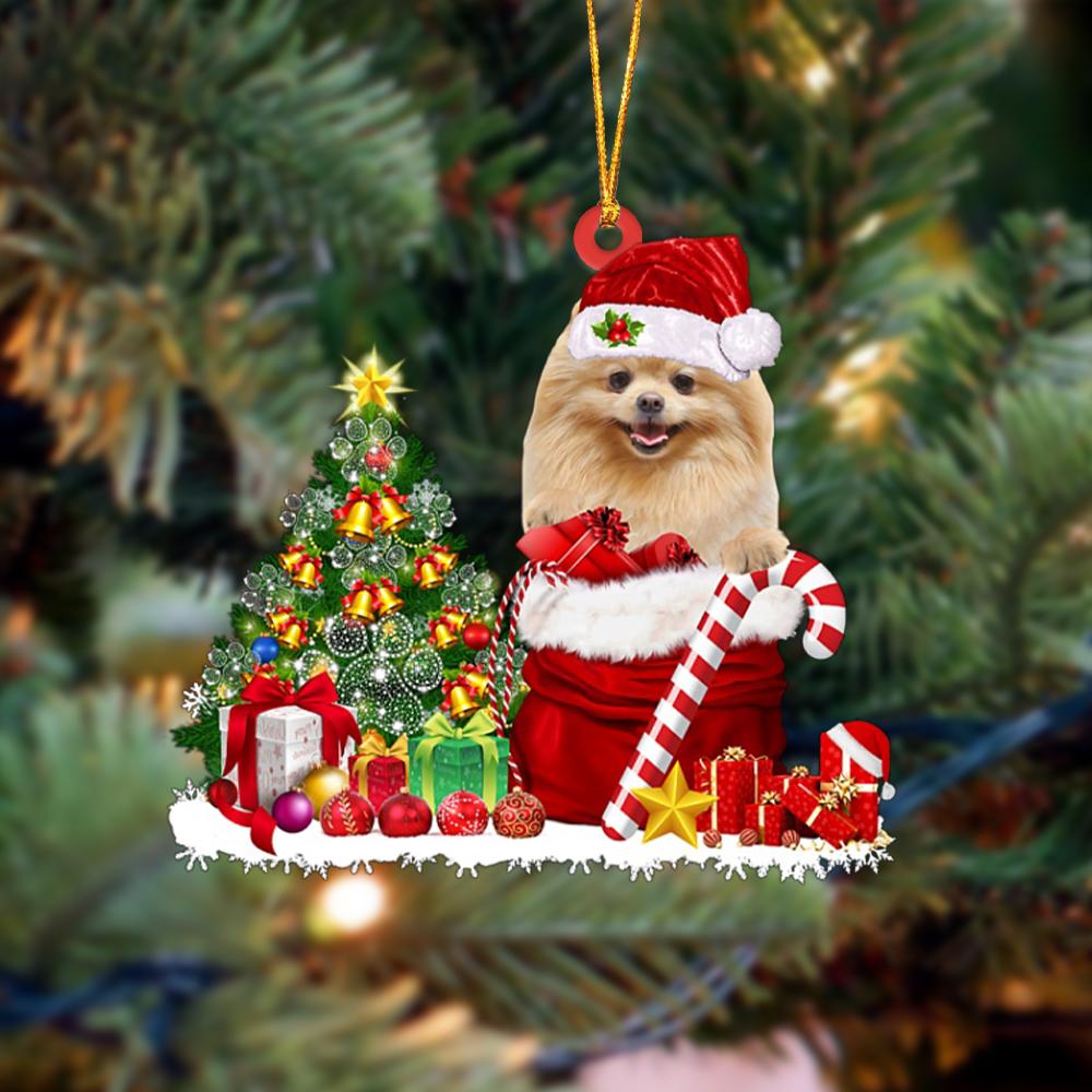 Pomeranian Gift Bag Merry Christmas Ornament