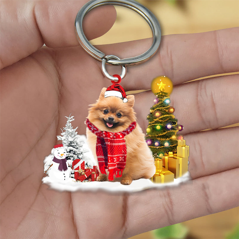 Pomeranian Early Merry Christma Acrylic Keychain