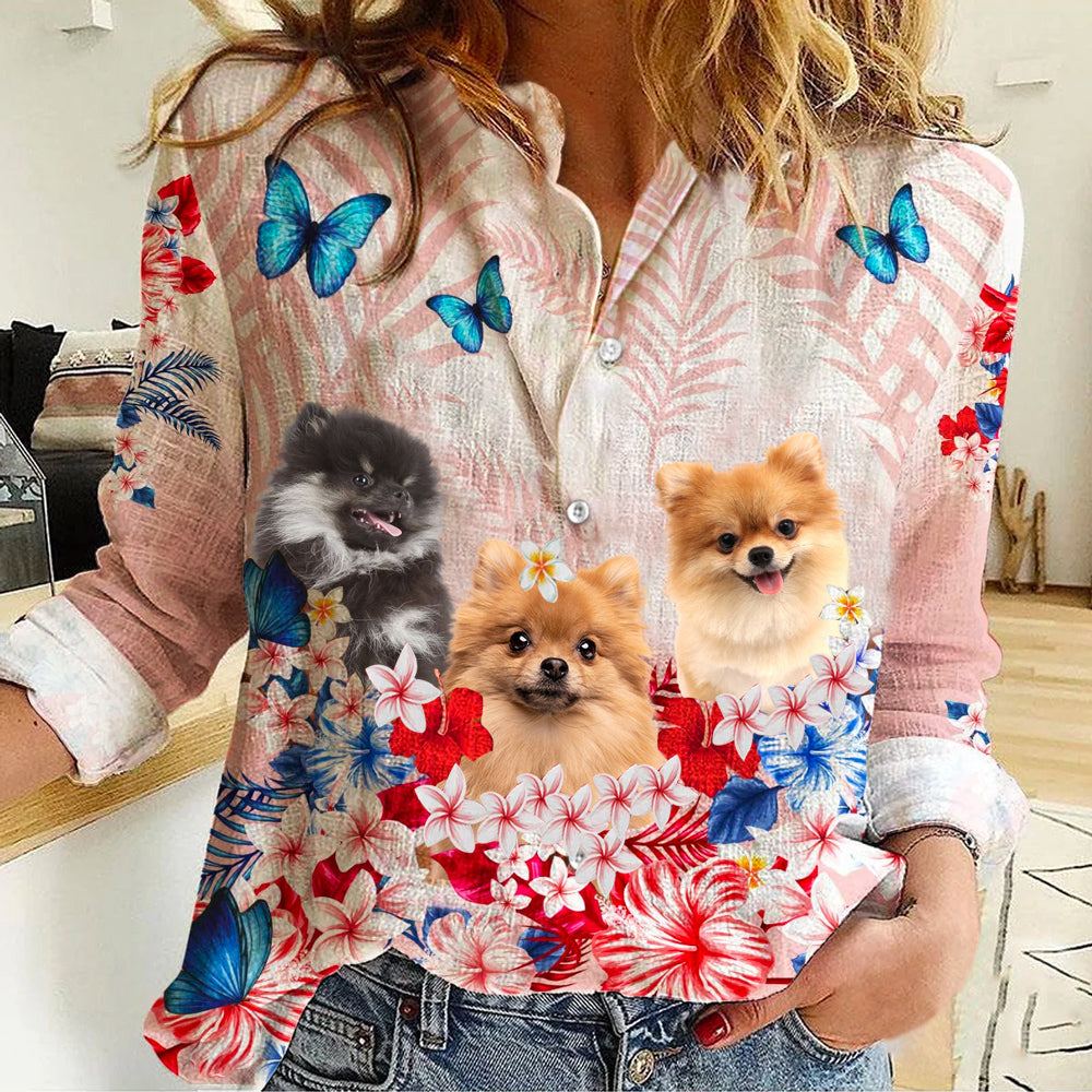 Pomeranian Floral Casual Shirt