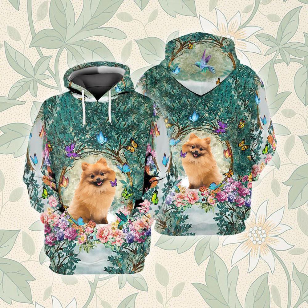 Pomeranian Among Forest Unisex Hoodie