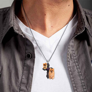 Pomeranian Pray For God Stainless Steel Necklace