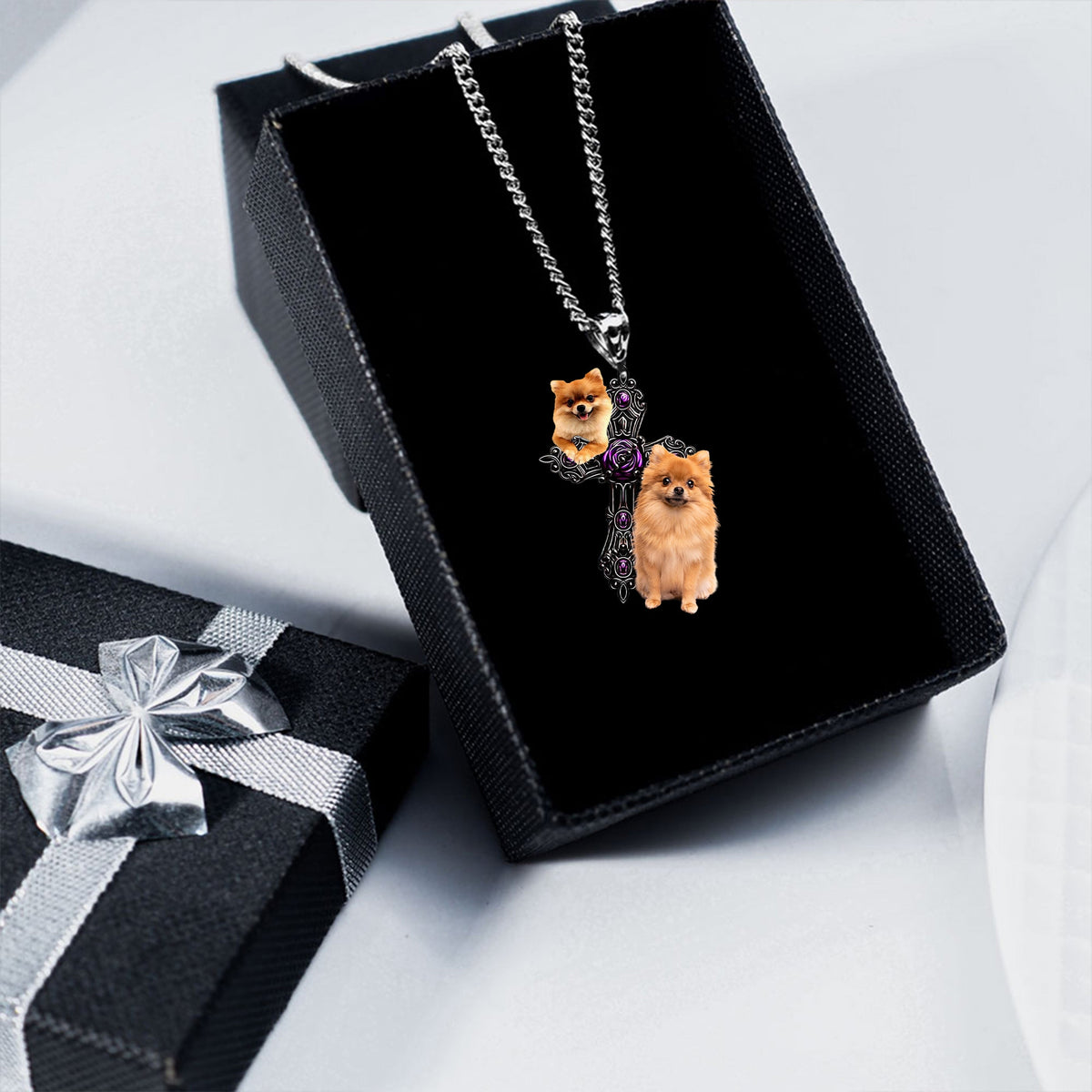 Pomeranian Pray For God Stainless Steel Necklace