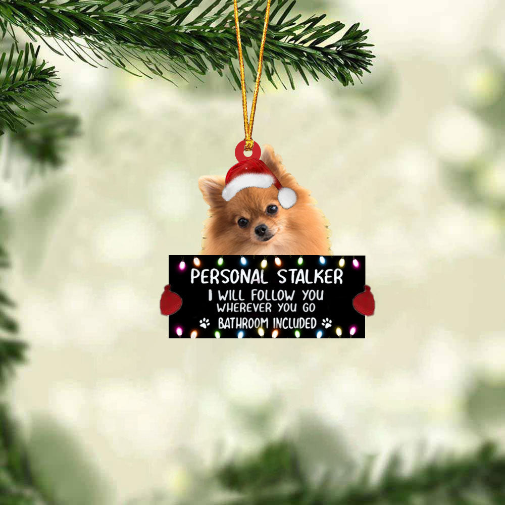 Pomeranian Personal Stalker Christmas Hanging Ornament