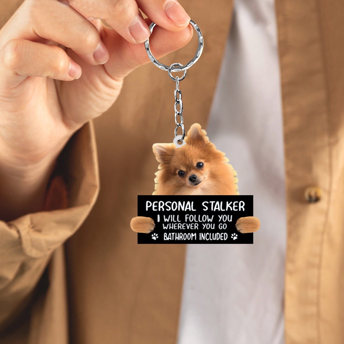 Pomeranian Personal Stalker Acrylic Keychain