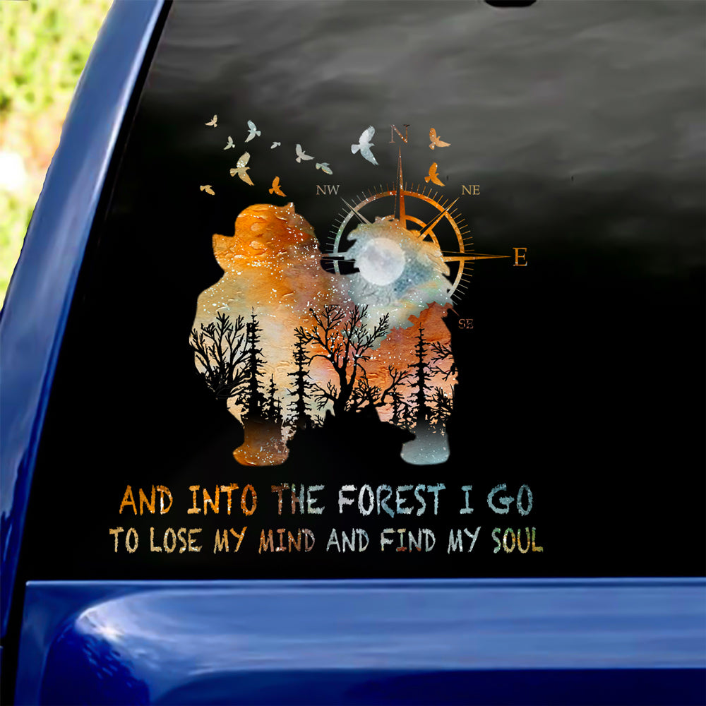 Pomeranian Into The Forest I Go To Lose My Mind And Find My Soul Car/ Door/ Fridge/ Laptop Sticker V1
