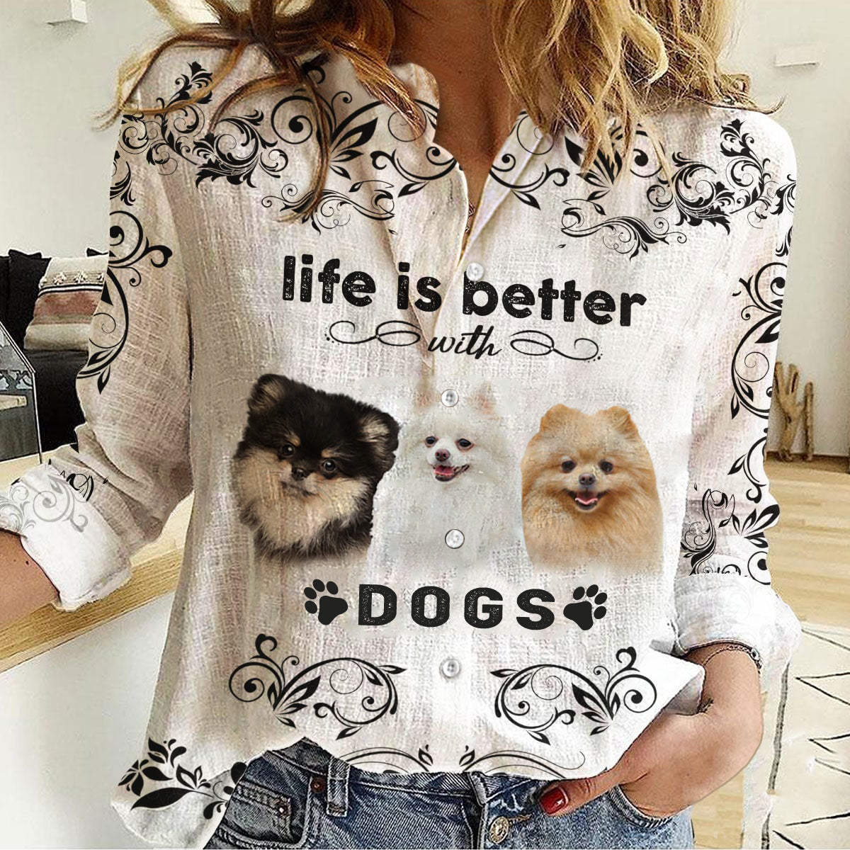 Pomeranian  -Life Is Better With Dogs Women's Long-Sleeve Shirt