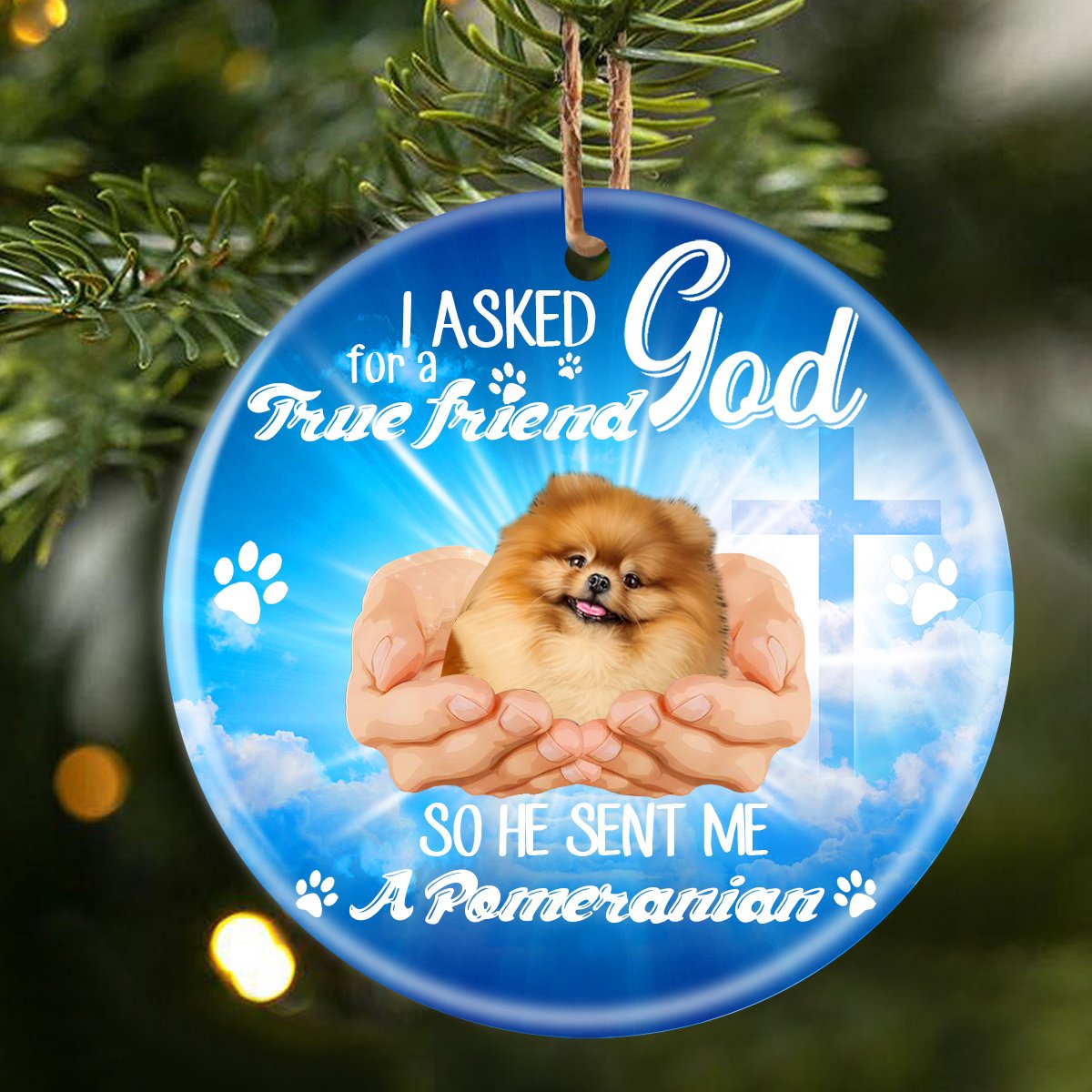 God Send Me A/An Pomeranian Porcelain/Ceramic Ornament