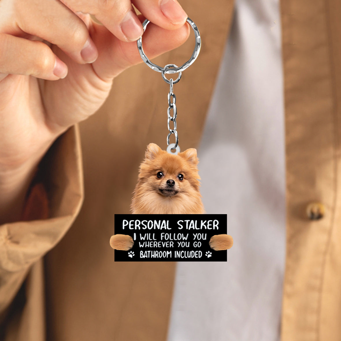 Pomeranian Personal Stalker Acrylic Keychain