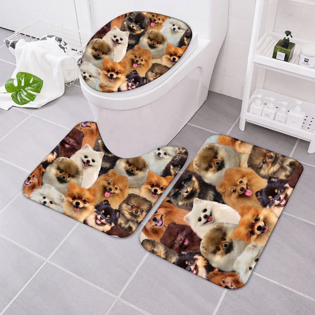 A Bunch Of Pomeranians Bathroom Mat Set
