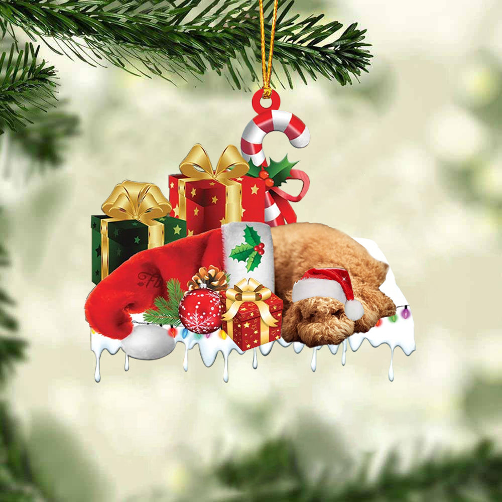 Poodle Merry Christmas Hanging Ornament-0211