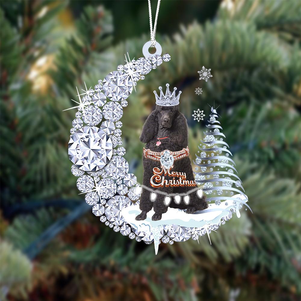 Poodle Diamond Moon Merry Christmas Ornament
