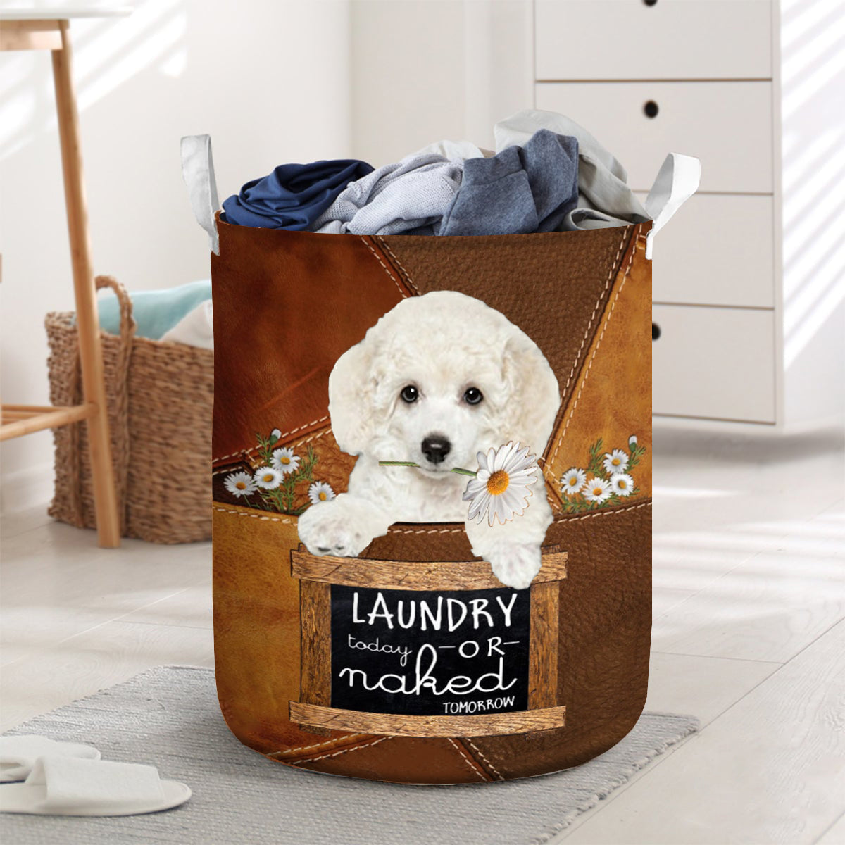 Poodle 02 Laundry Today Or Naked Tomorrow Laundry Basket