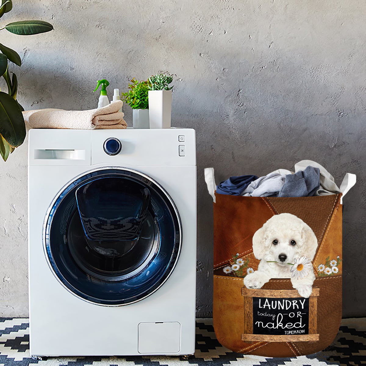 Poodle 02 Laundry Today Or Naked Tomorrow Laundry Basket