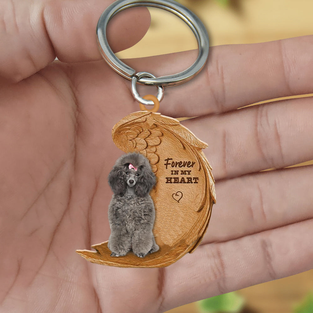 Poodle02In My Heart Flat Acrylic Keychain