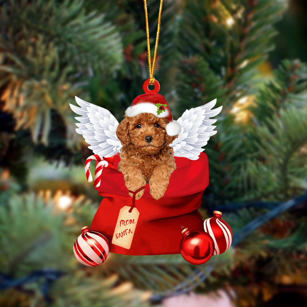 Poodle06 Angel Gift From Santa Christmas Ornament