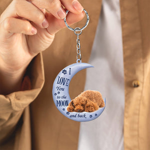 Poodle I Love You To The Moon And Back Flat Acrylic Keychain