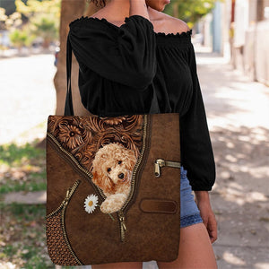 Poodle Holding Daisy Tote Bag