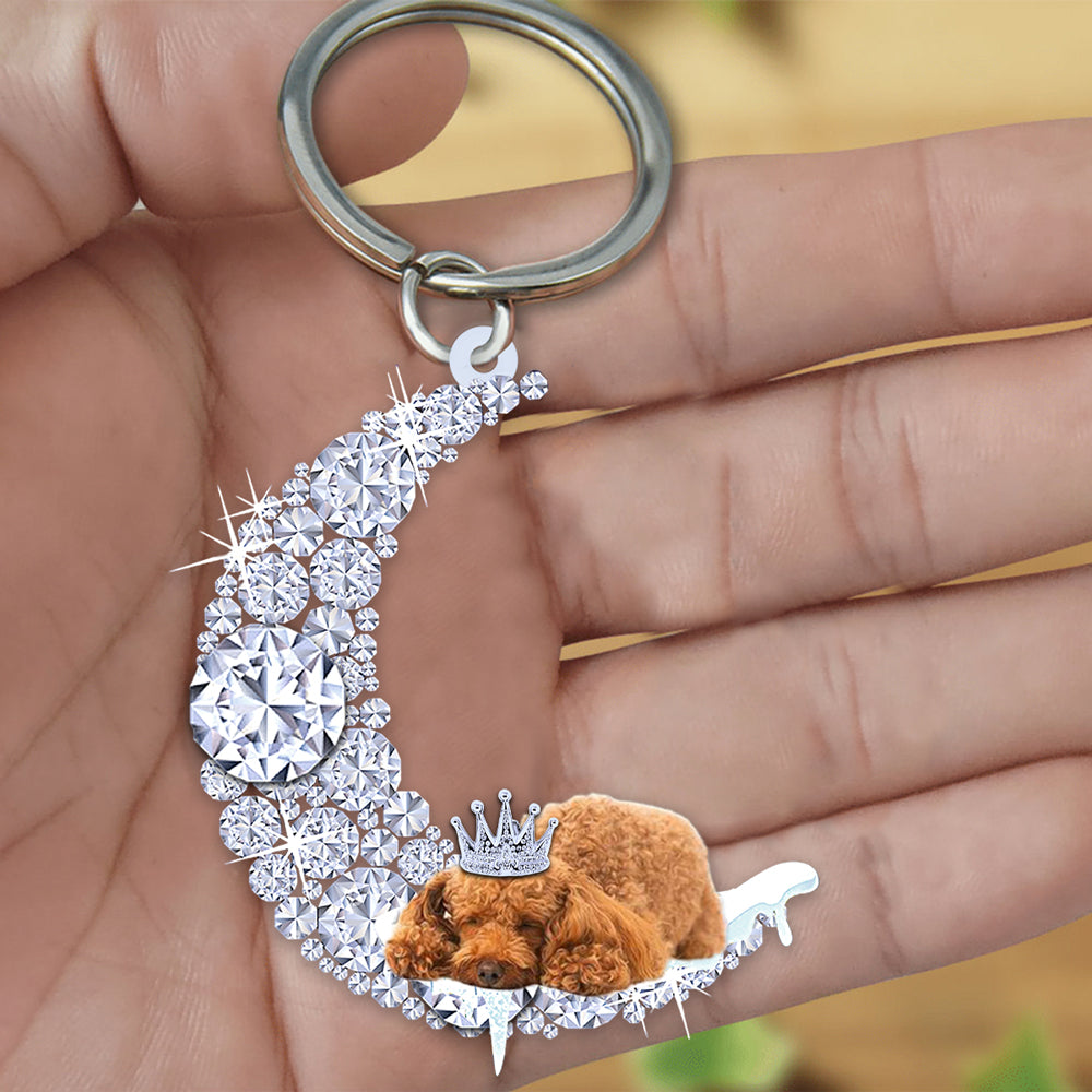Poodle 2 Sleeping On A Diamond Moon Acrylic Keychain