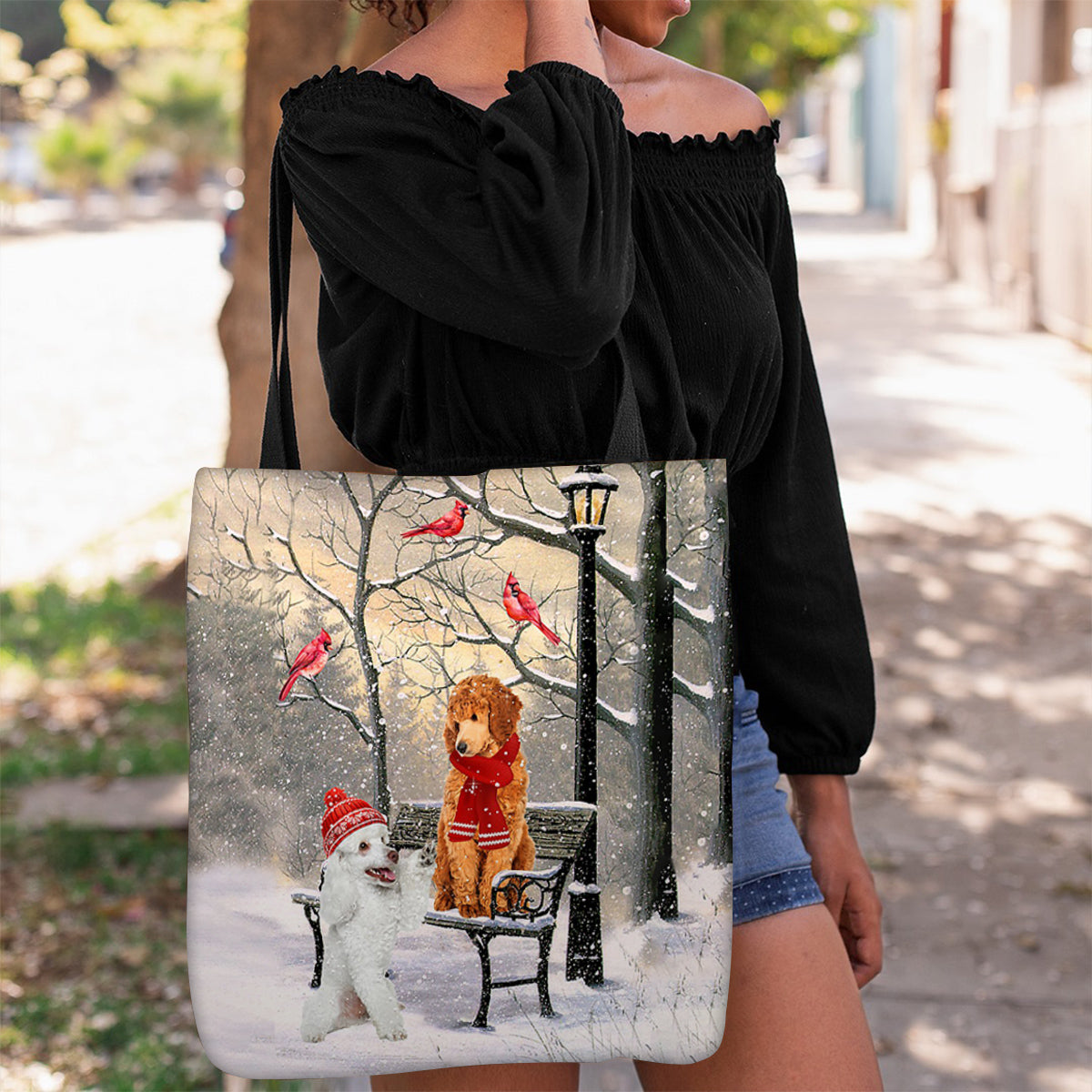 Poodle Hello Christmas/Winter/New Year Tote Bag