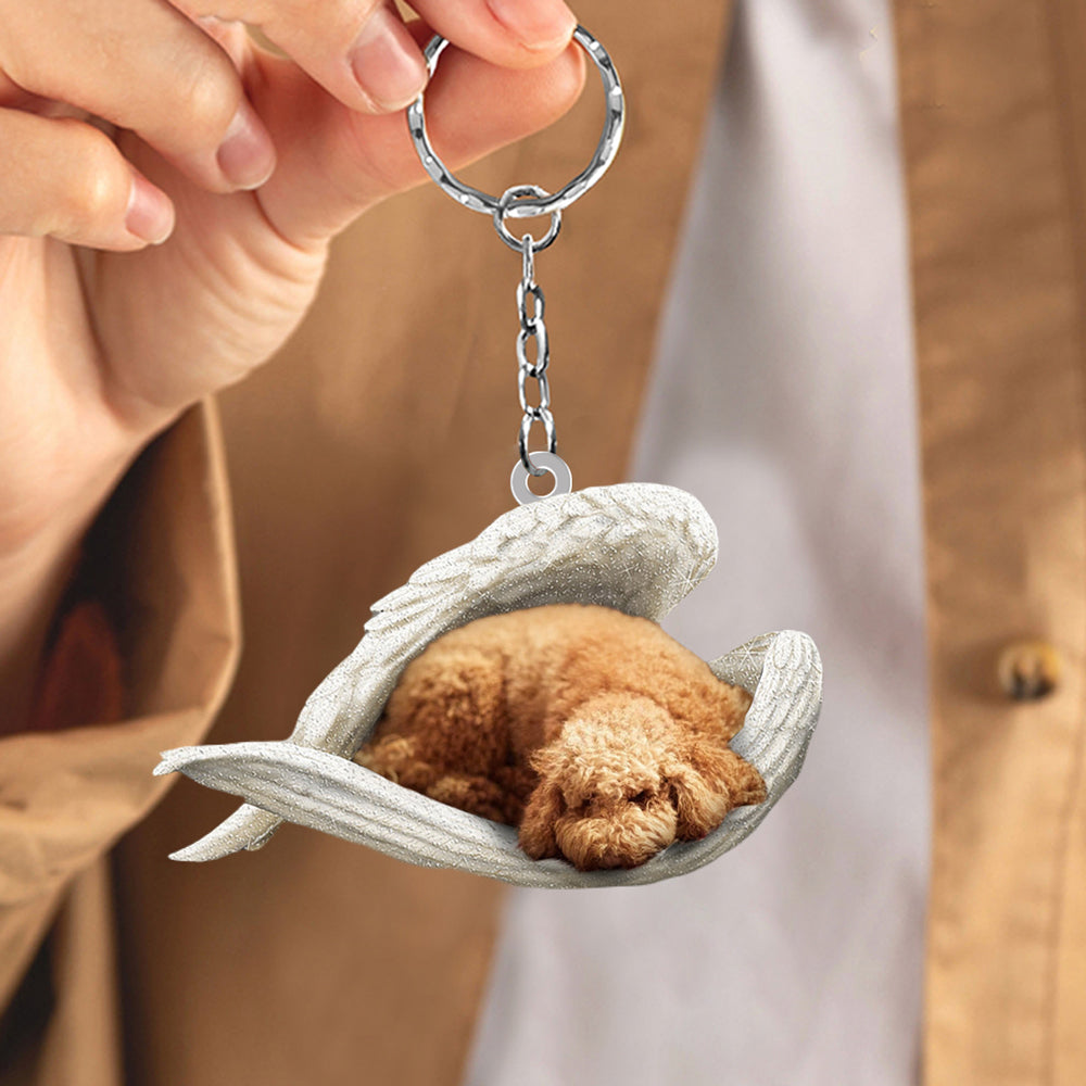 Poodle Sleeping Angel Acrylic Keychain