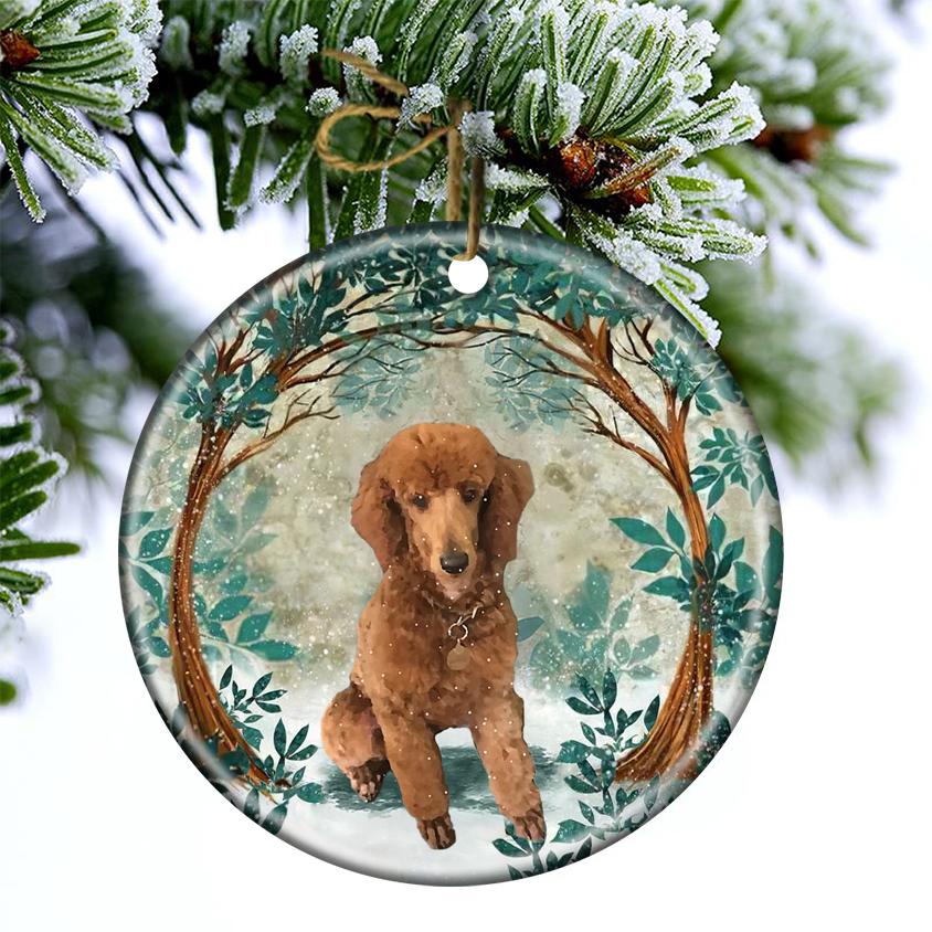Poodle Among Forest Porcelain/Ceramic Ornament
