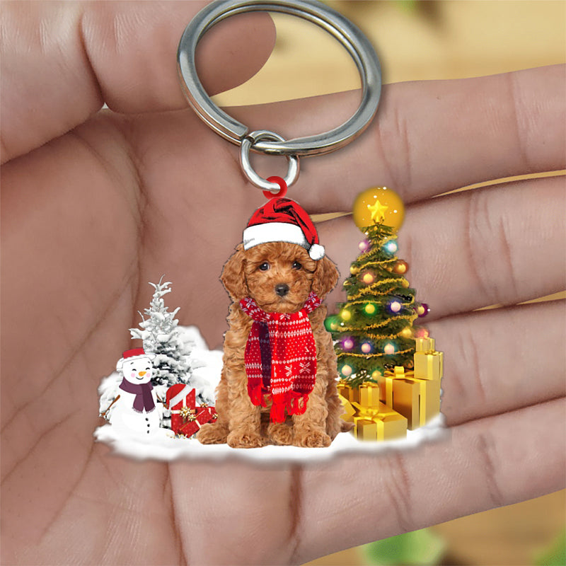 Poodle Early Merry Christma Acrylic Keychain
