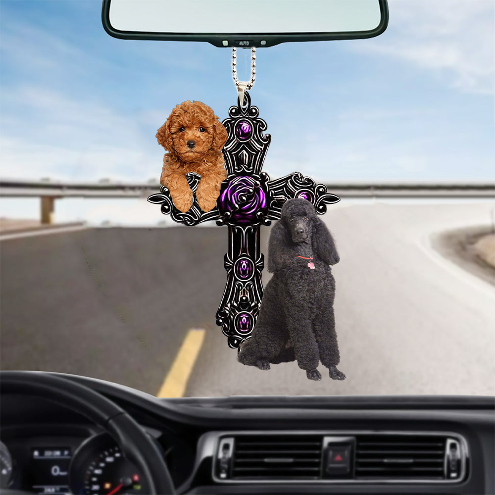 Poodle Pray For God Car Hanging Ornament