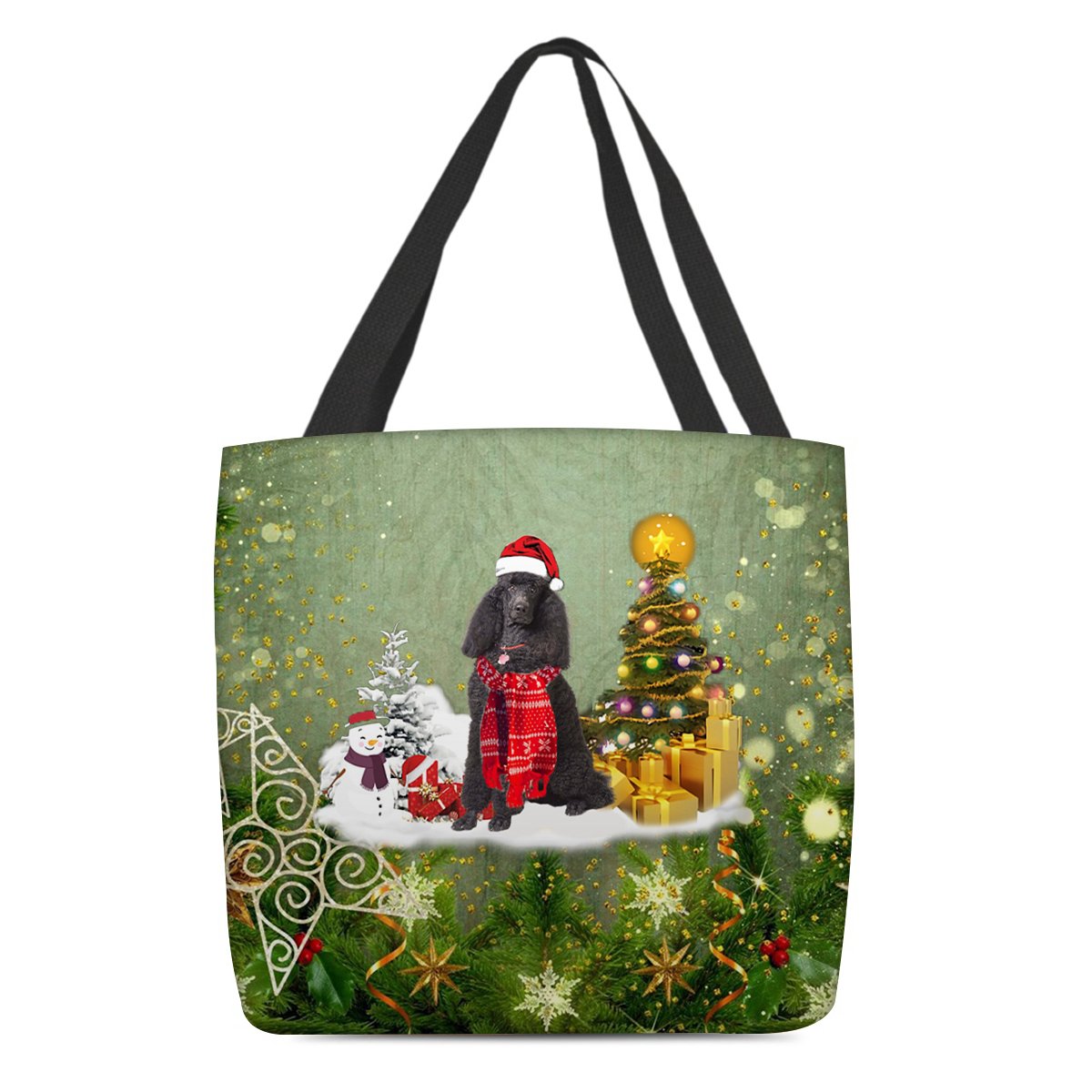 Black Poodle  Merry Christmas Tote Bag