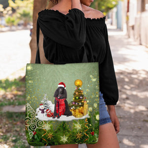 Black Poodle  Merry Christmas Tote Bag