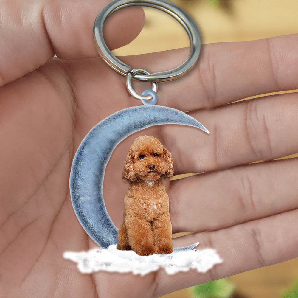 Poodle On The Moon Flat Acrylic Keychain
