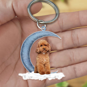 Poodle On The Moon Flat Acrylic Keychain