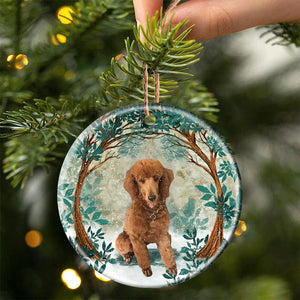 Poodle Among Forest Porcelain/Ceramic Ornament