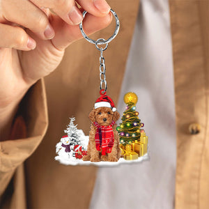 Poodle Early Merry Christma Acrylic Keychain