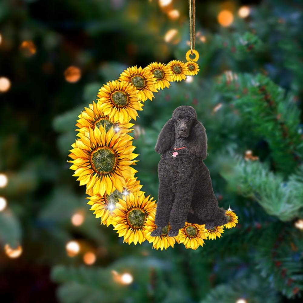 Poodle On Sunflower Moon Ornament