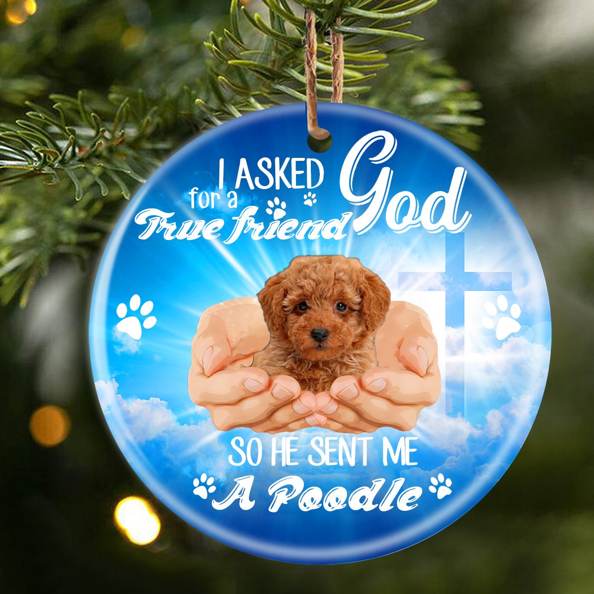 God Send Me A/An Poodle Porcelain/Ceramic Ornament