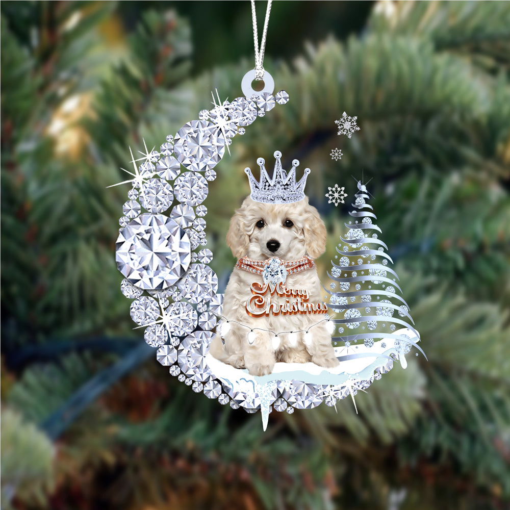 Poodle  (5) Diamond Moon Merry Christmas Ornament