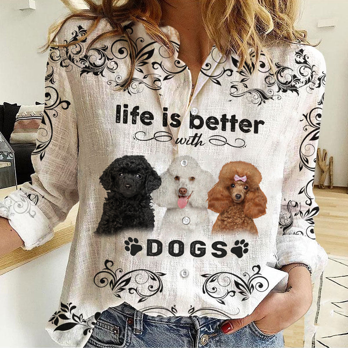 Poodle  -Life Is Better With Dogs Women's Long-Sleeve Shirt