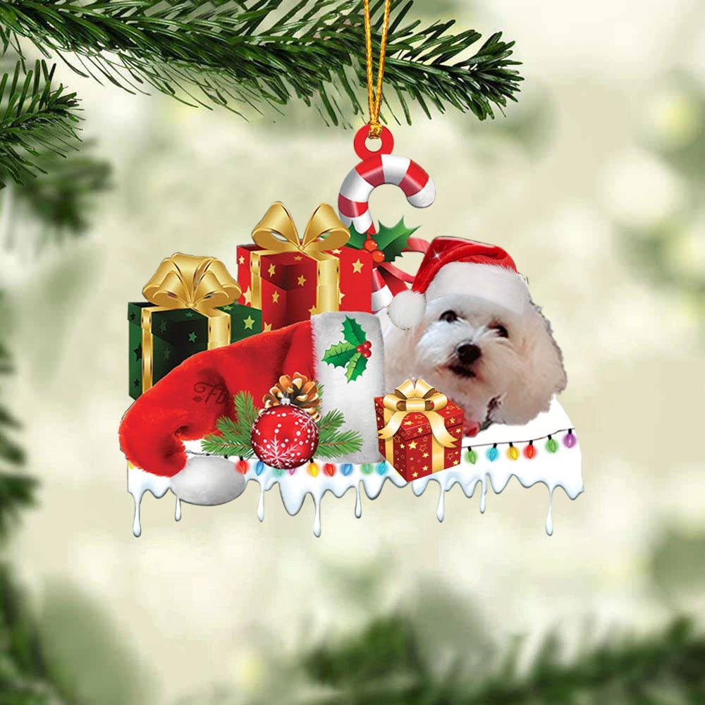 Poodle(White) Merry Christmas Hanging Ornament-0211