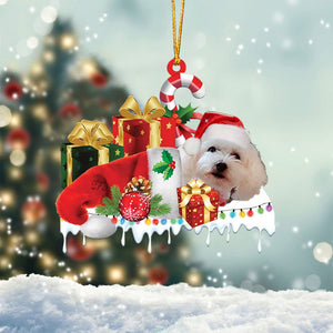 Poodle(White) Merry Christmas Hanging Ornament-0211