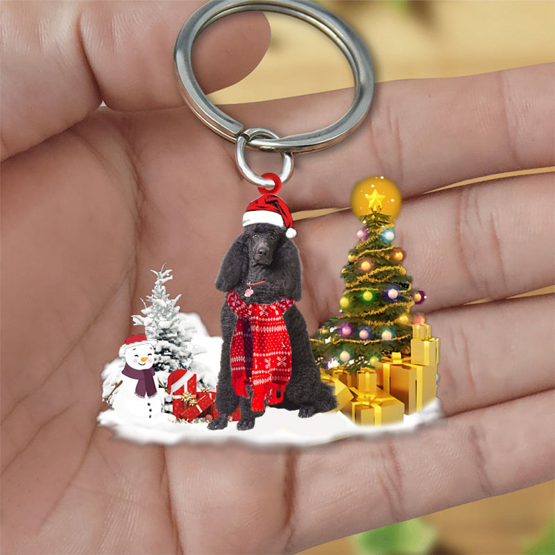 Poodle03 Early Merry Christma Acrylic Keychain