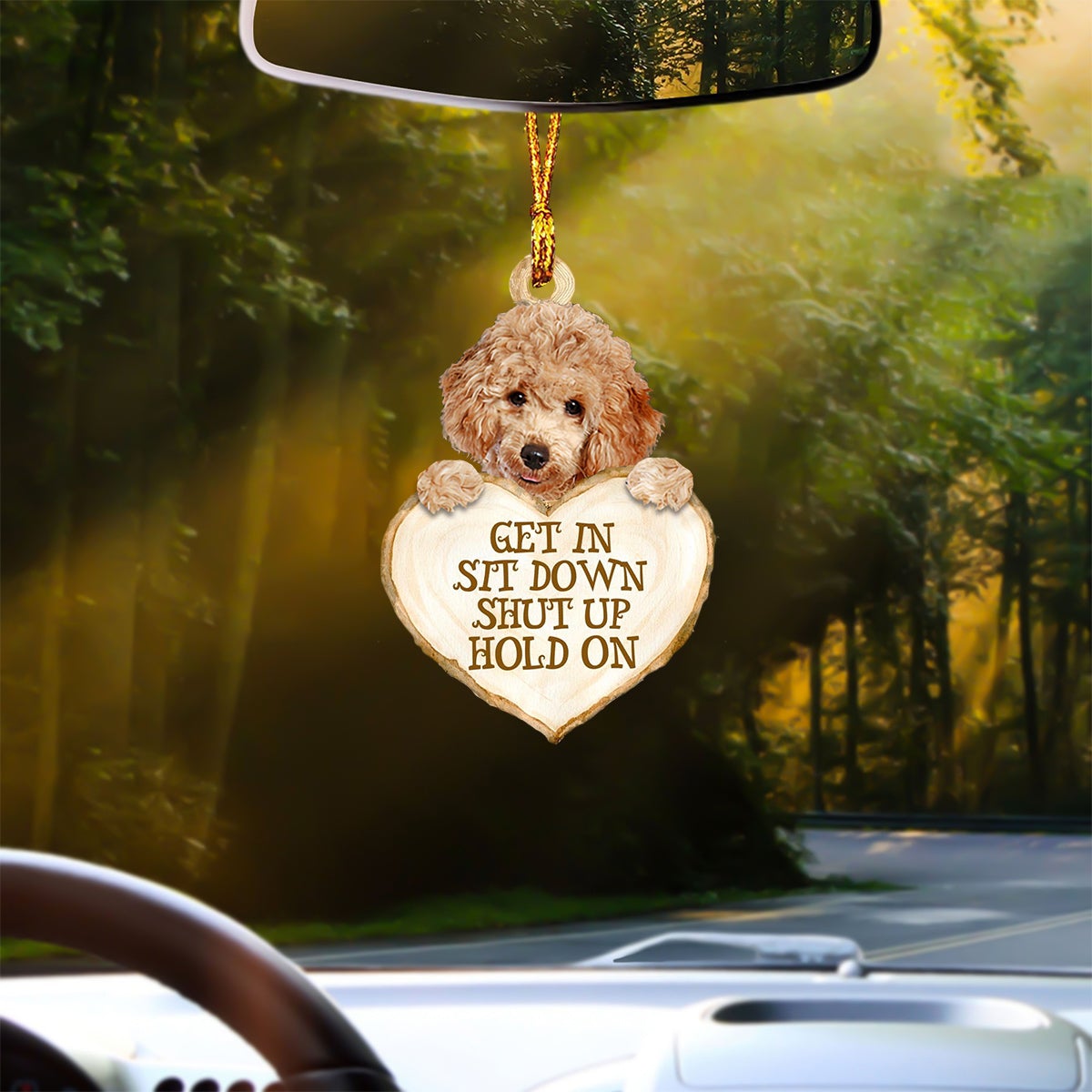 Poodle Heart Shape Get In Car Hanging Ornament