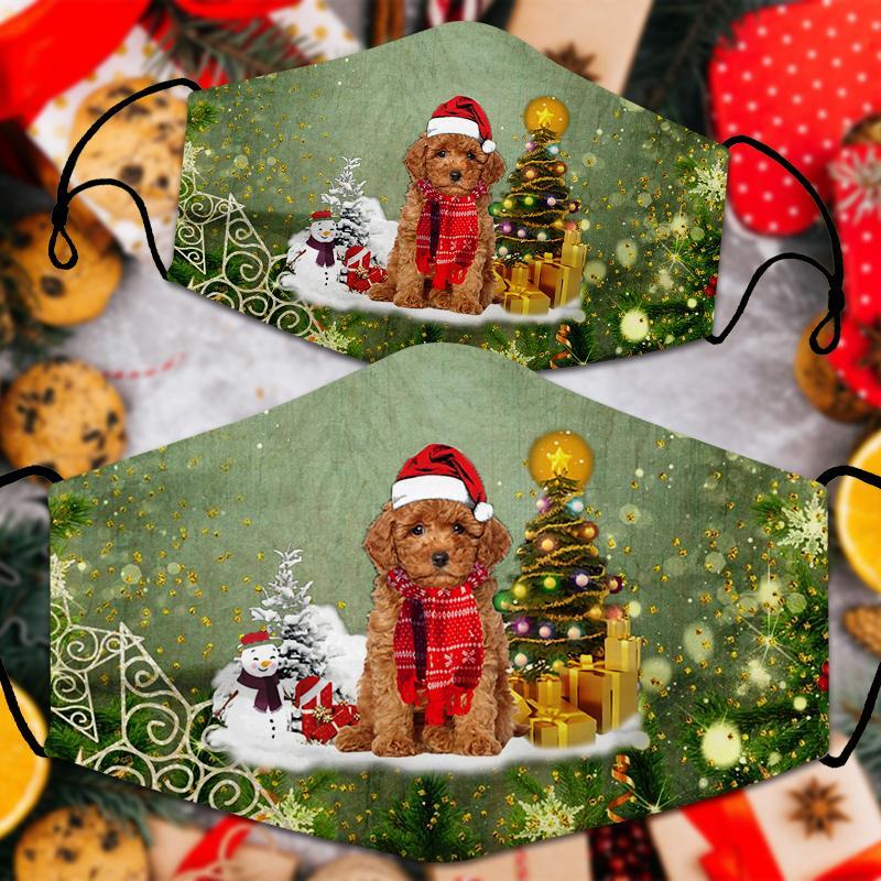 Poodle Merry Christmas Face Mask