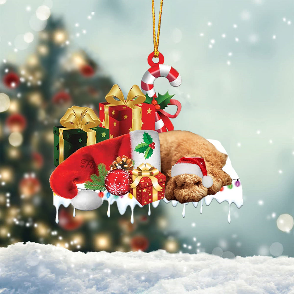 Poodle Merry Christmas Hanging Ornament-0211