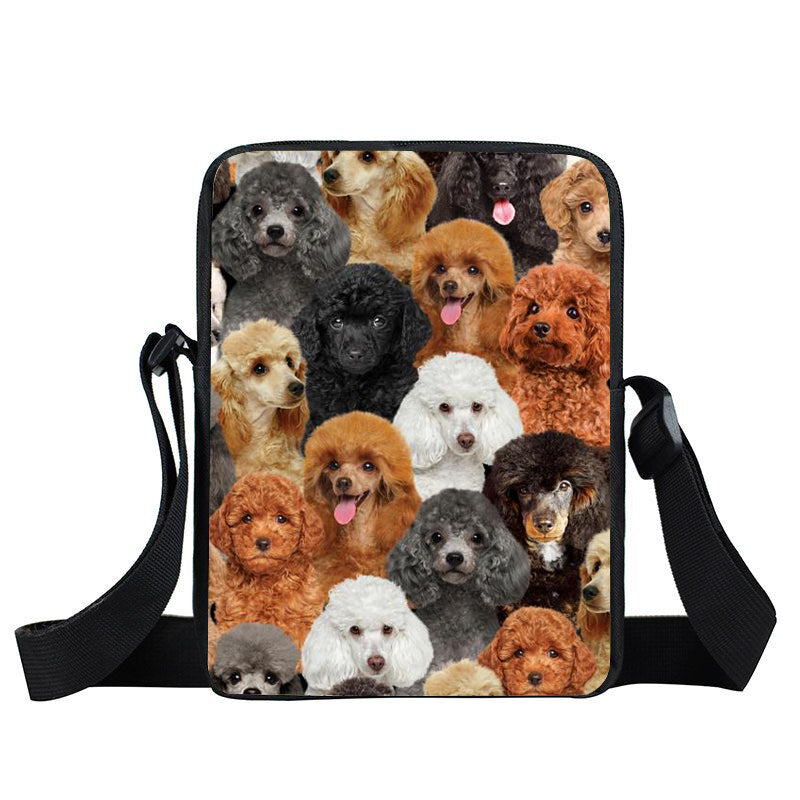 A Bunch Of Poodles Oxford Cloth Zipped Messenger Bag